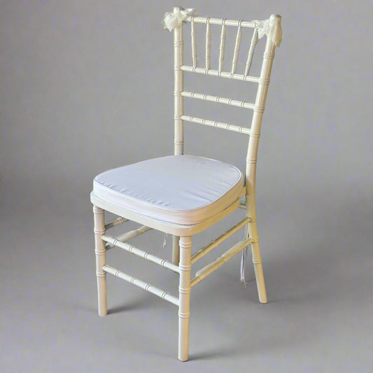 HERCULES PREMIUM (2 PACK) Chiavari Silver Resin Stackable Chair 15"W x 16"L x 36"H White