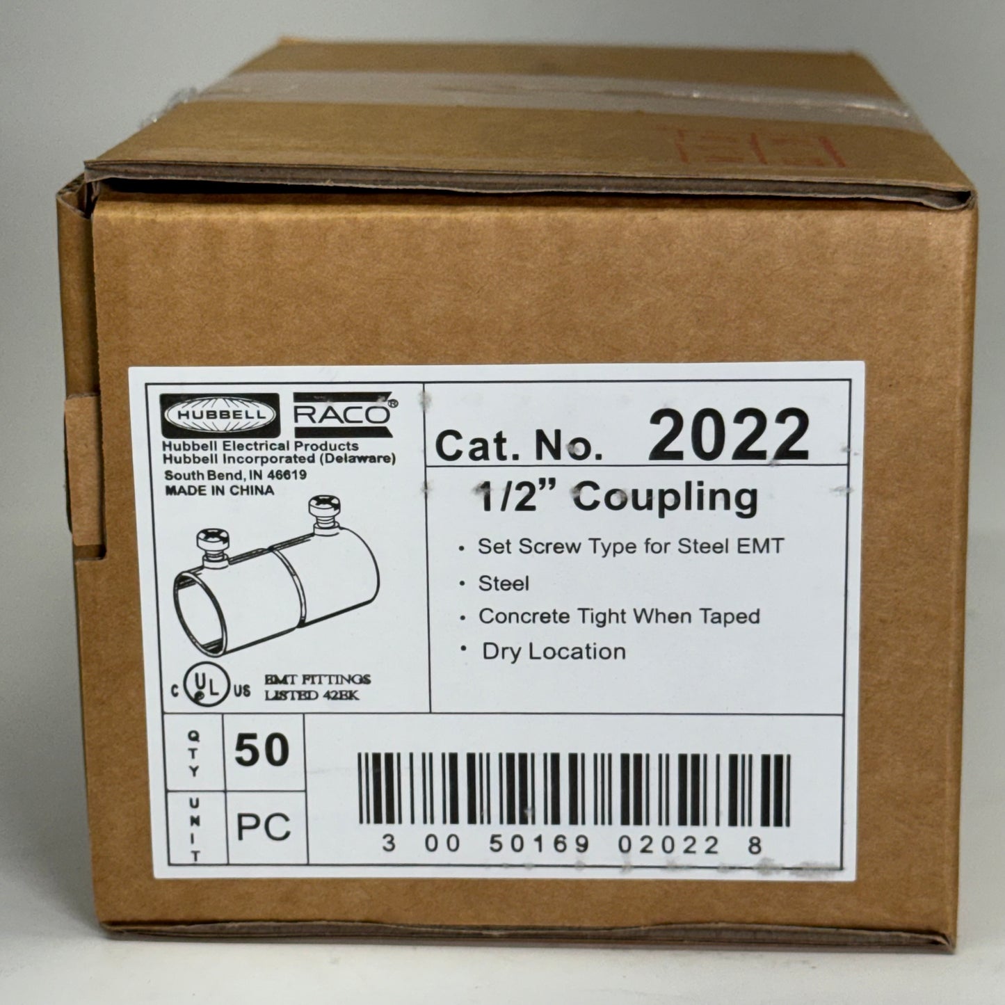 HUBBELL (50 PACK) 1/2" Steel EMT Conduit Coupling 2022