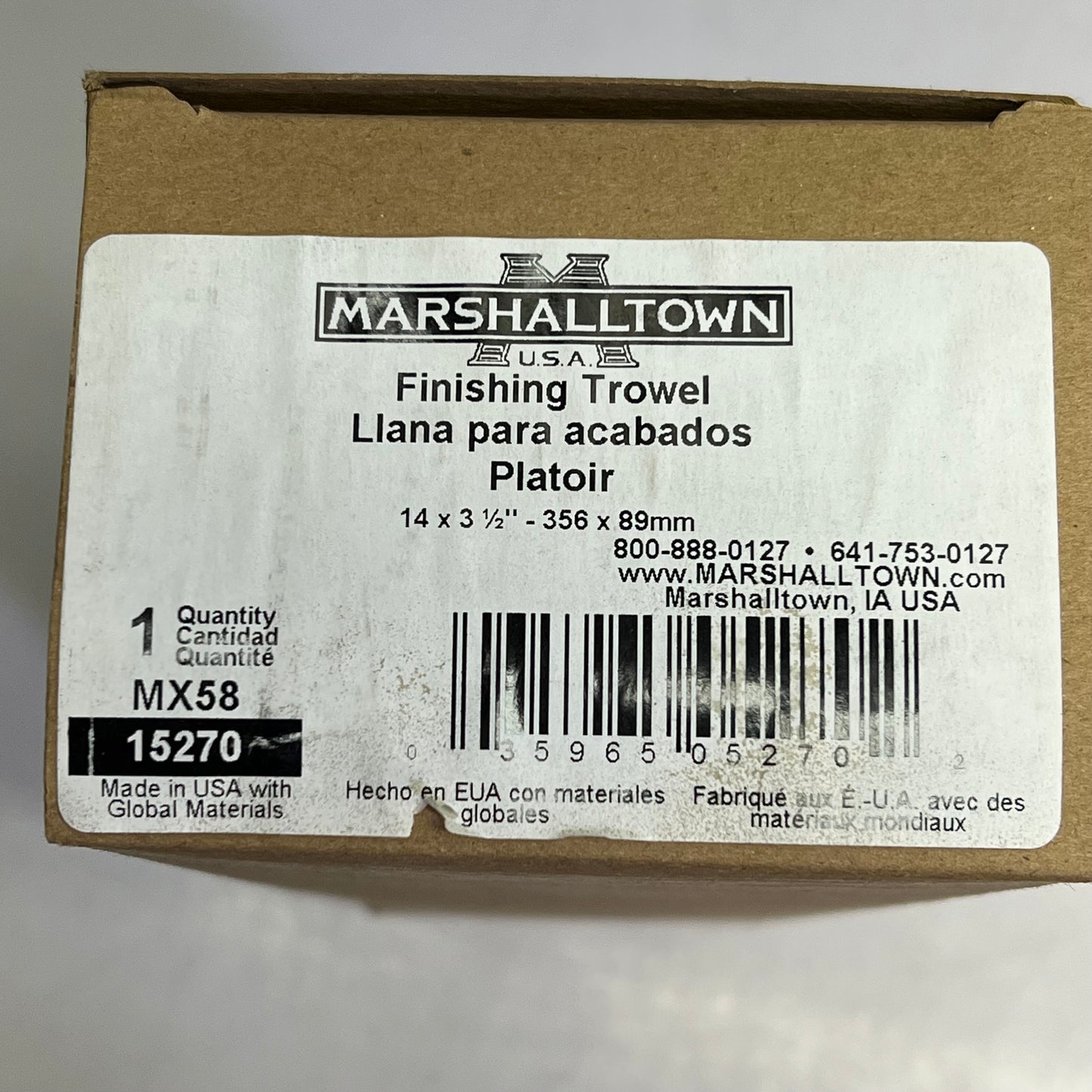 MARSHELLTOWN Finishing Trowels High Carbon Steel W/ Wood Handle 14"x3.5" MX58