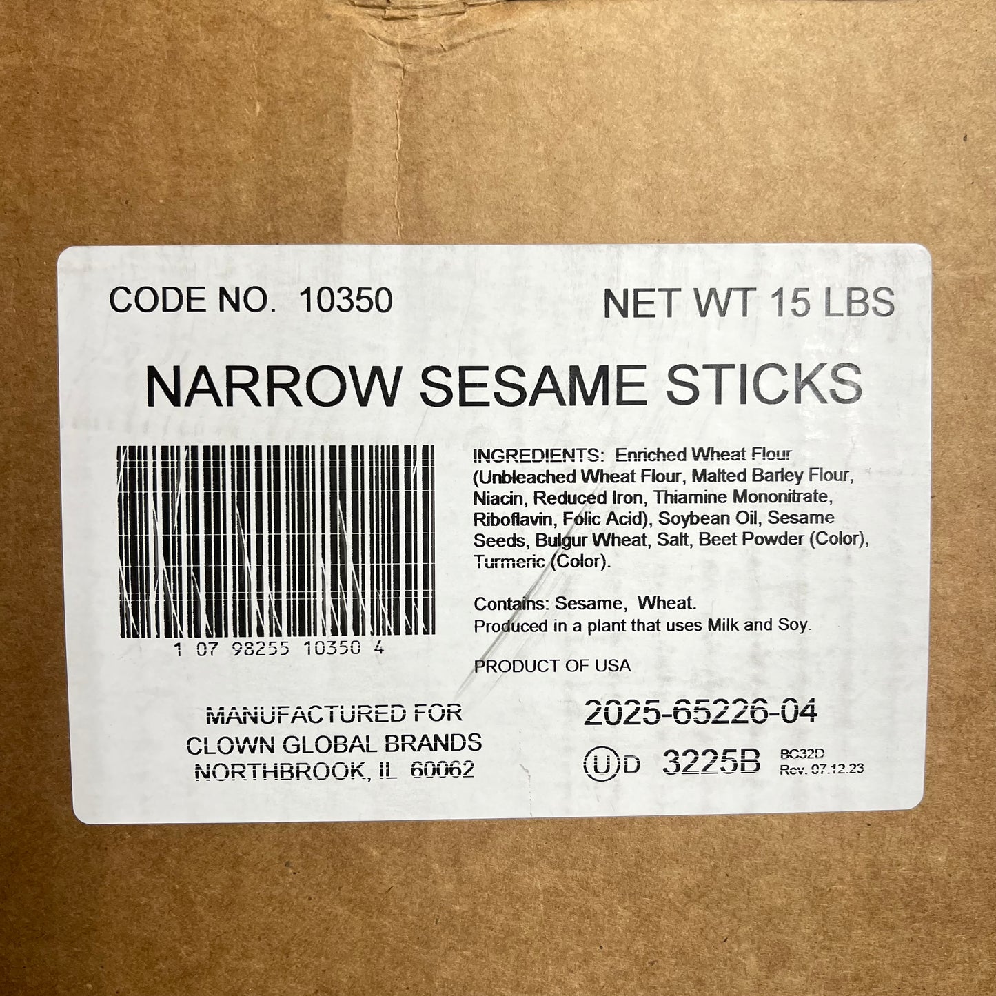 ZA@ Narrow Sesame Sticks Original Bulk Value 15 lb Bag (As-is)