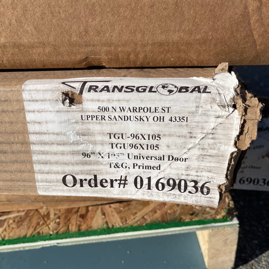 ZA@ Pallet of TRANSGLOBAL Roll-up Doors & Hardware 96”x105” White TGU96X105 (AS-IS)