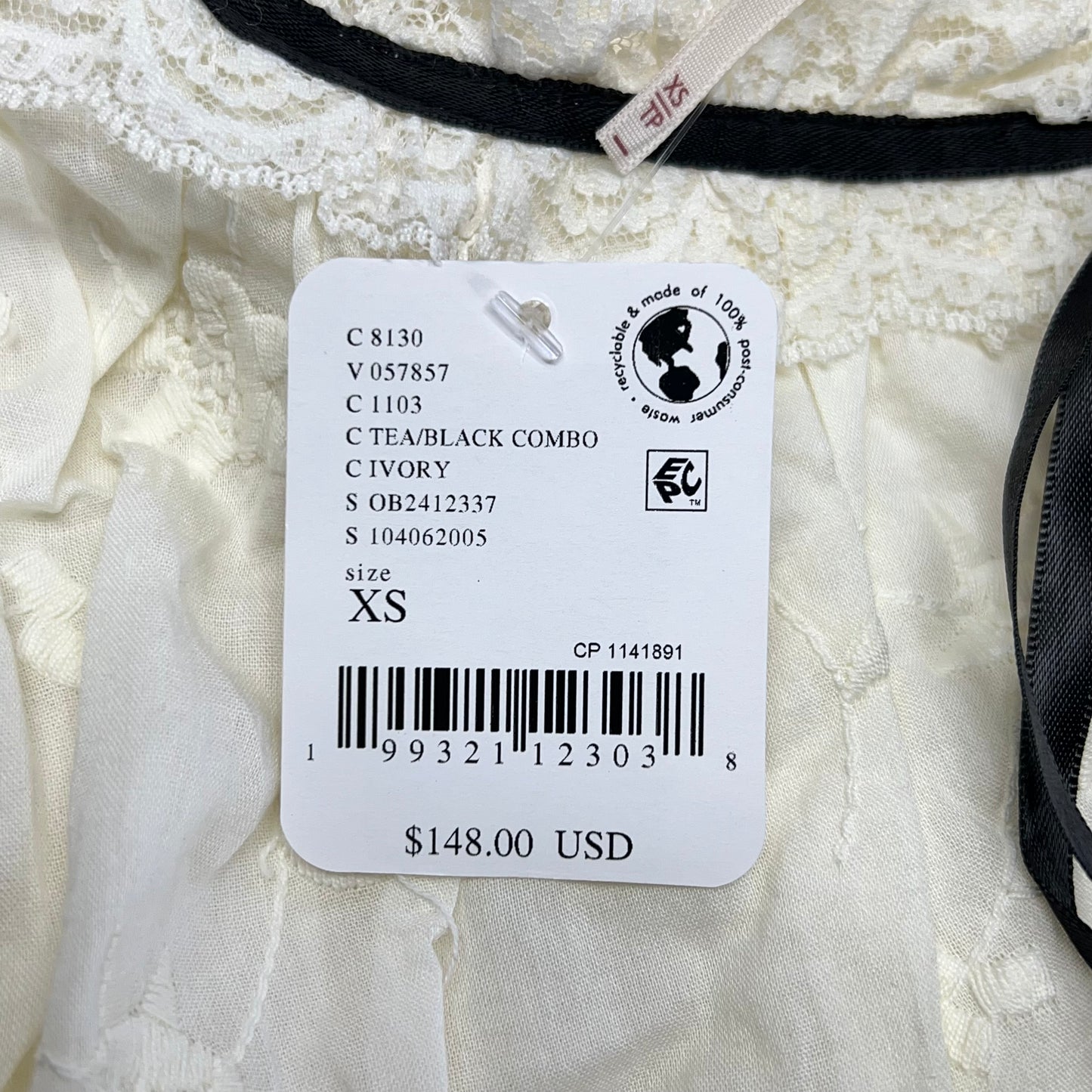 FREE PEOPLE Juno Embroidered Baby Doll Dress Women's Sz XS White/Black 11163933