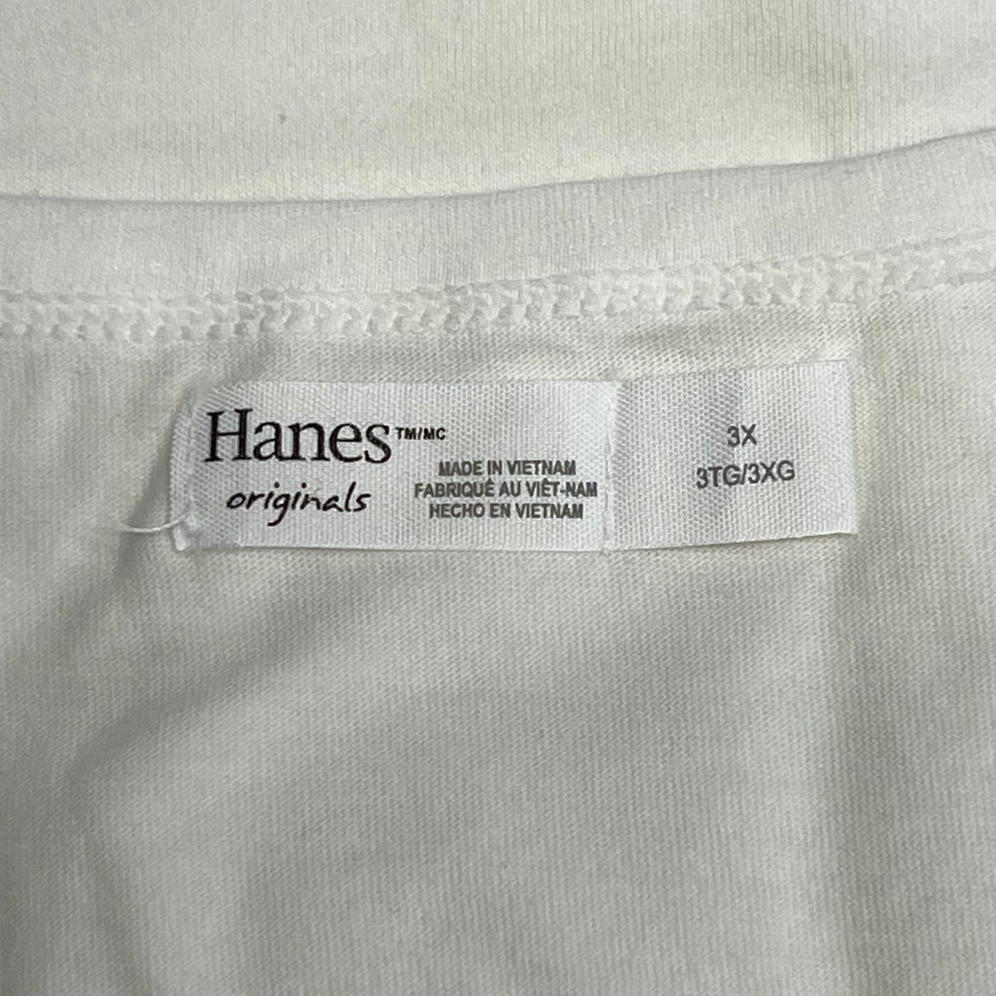 HANES Originals V Neck Tee Shirt W/ Chest Pocket Women's Sz 3X White 0G159P