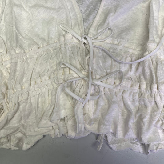 FREE PEOPLE Breezy Beachy Cotton Linen Let's Go Blouse Women's Sz M Ivory