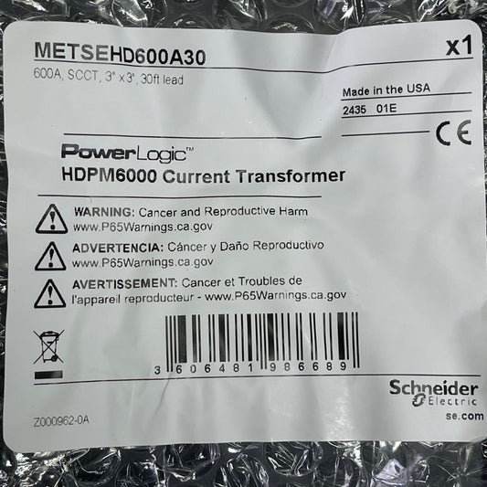 SCHNEIDER ELECTRIC PowerLogic HDPM6000, 6000R Transformer METSEHD600A30