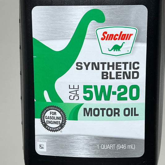 ZA@ SINCLAIR (6 PACK) Durable Strength Synthetic Blend SAE 5W-20 Motor Oil 1qt DOM 01/29/24 A
