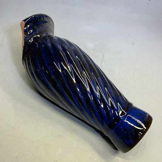 ZA@ Glazed Pottery 2 Piece Swirl Stand Bird Bath 22" L x 20" Dia Deep Blue (DAMAGED)