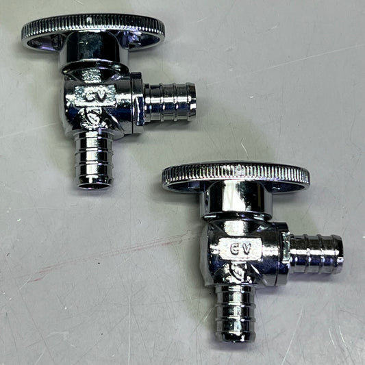 CROWN (5 Pack) Turn Supply Stop Valve 1/4", Chrome