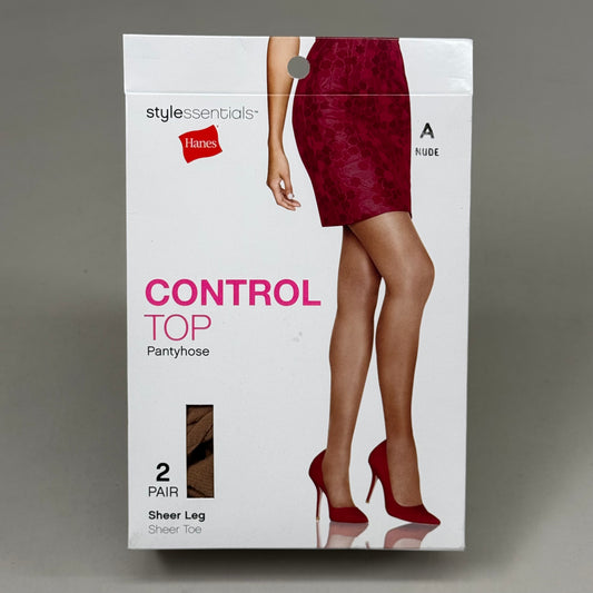 HANES (2 PACK, 2 PAIRS EACH ) Essentials Control Top Pantyhose Women's Sz A Nude
