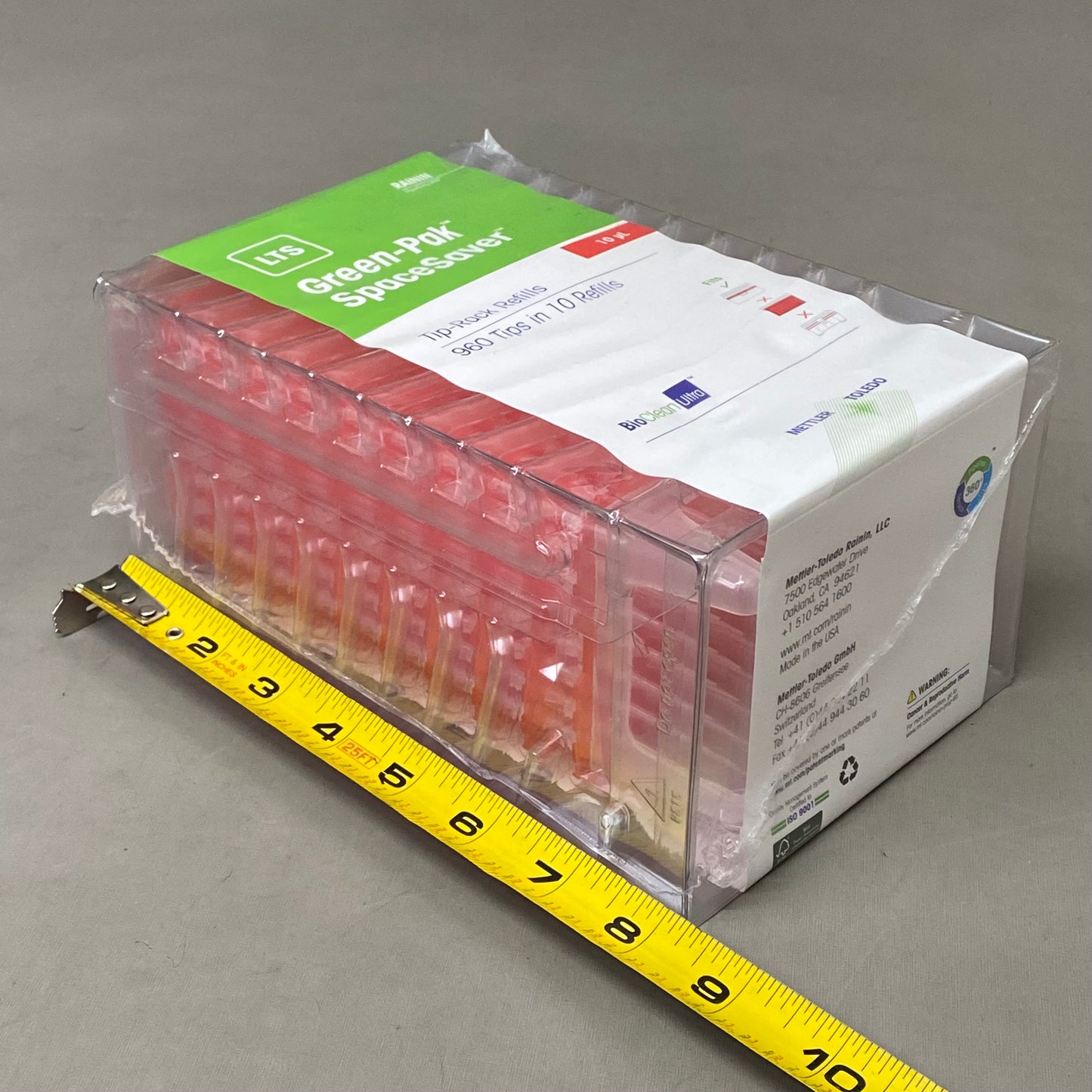 RAININ (960 Tips) Green-Pak Space Saver Tip-Rack Refills 10UPL Red 30389291