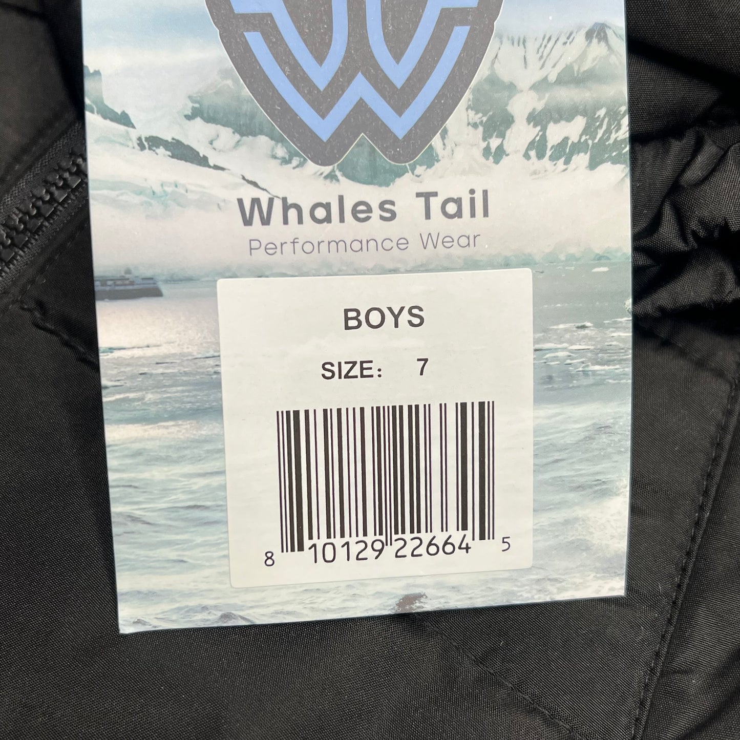 WHALES TAIL Fleece Lined Hooded Full Zip Up Winter Coat Boy's Sz 7 Black