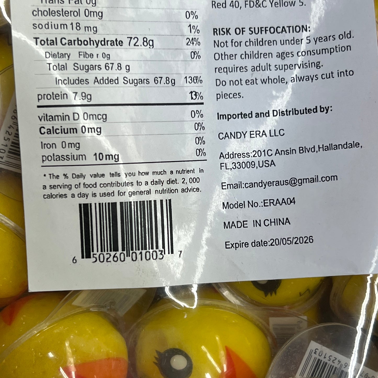 DEER DADA (5 LBS BAG) Individually Wrapped Gummy Filled Duck Candy's BB 05/26