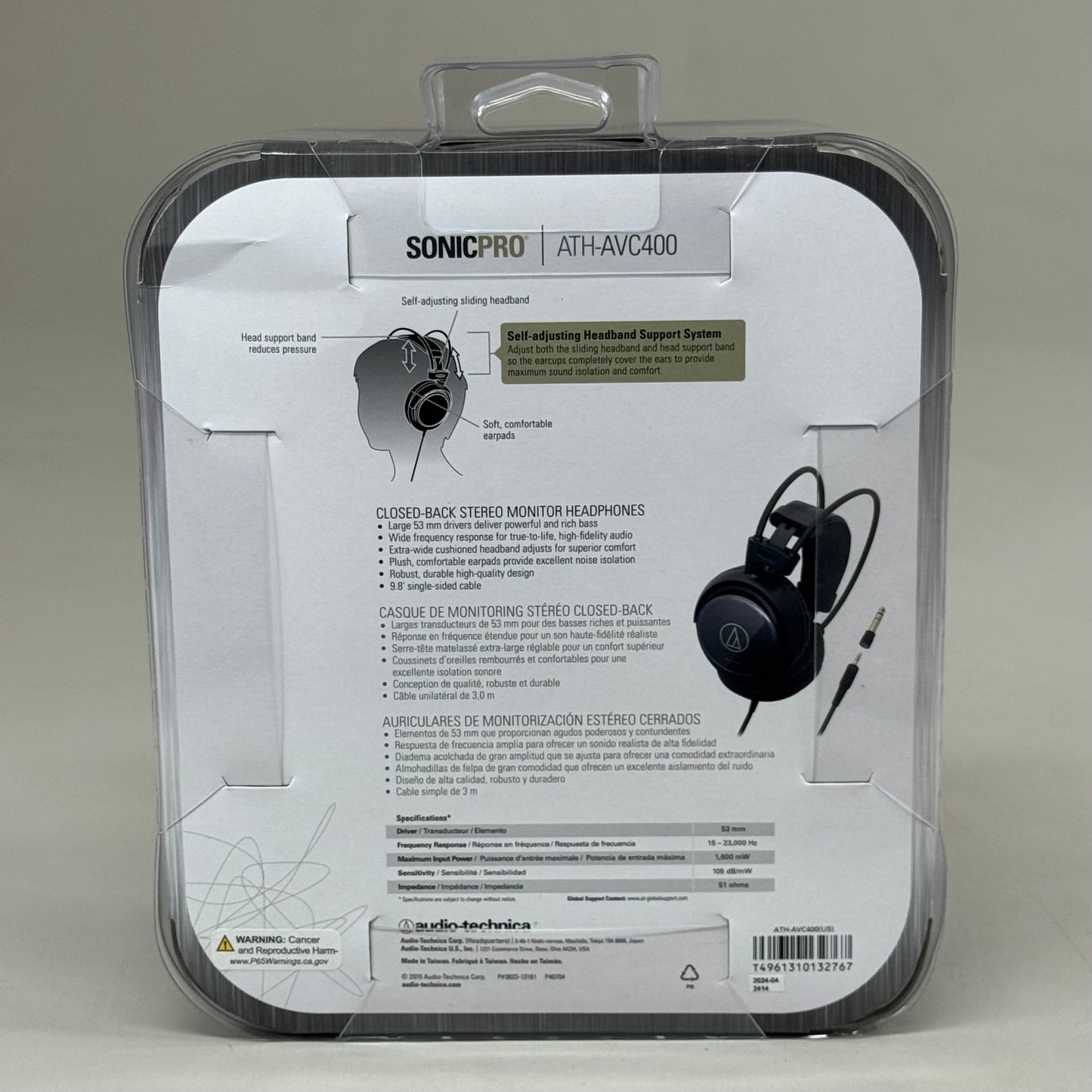 ZA@ AUDIO-TECHNICA Closed-back Stereo Over Ear Cabled Headphones Black ATH-AVC400