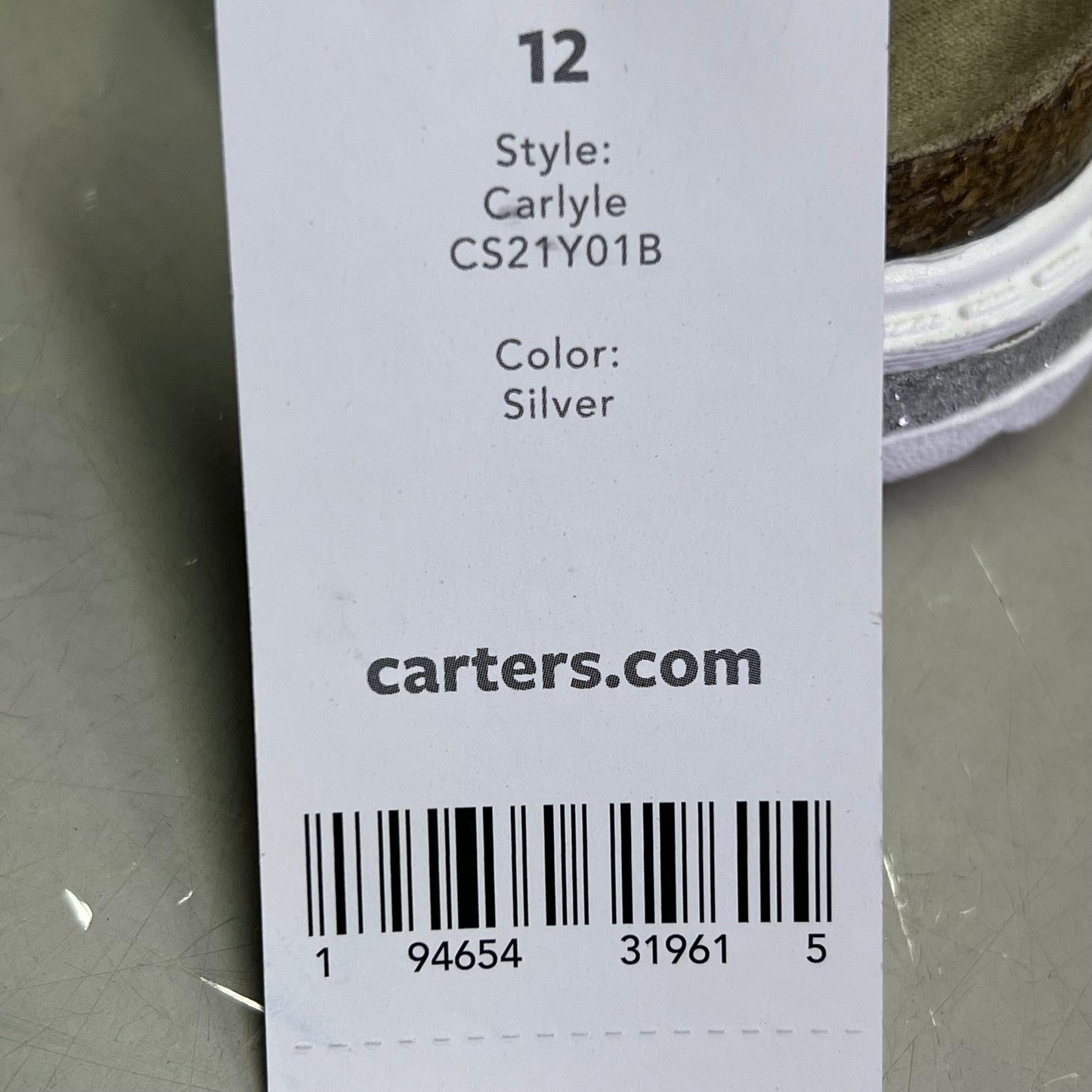 CARTER'S Carlyle Toddlers Back Strap Sandal Girl's Sz 12 Silver CS21Y01B