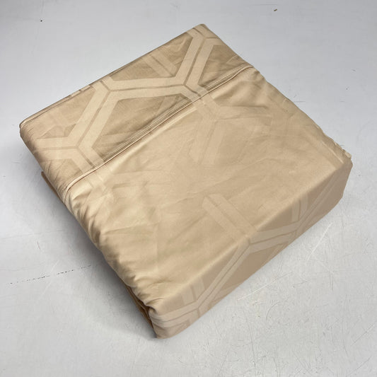 THREADMILL HOME LINEN Soft/silky Sheet Set Hexagon Pattern Queen Tan (New Other)