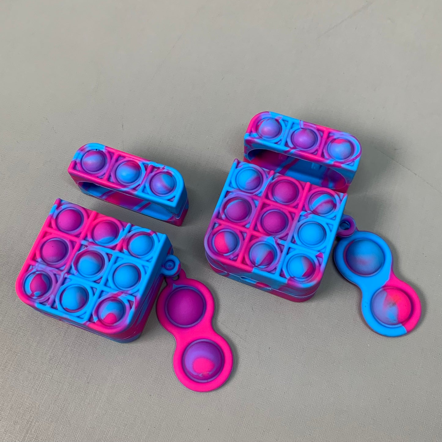 BEST WHOLESALE 2-PACK! Wireless Headphone Bubble Popping Case 2.5" x 2" Blue/Pink