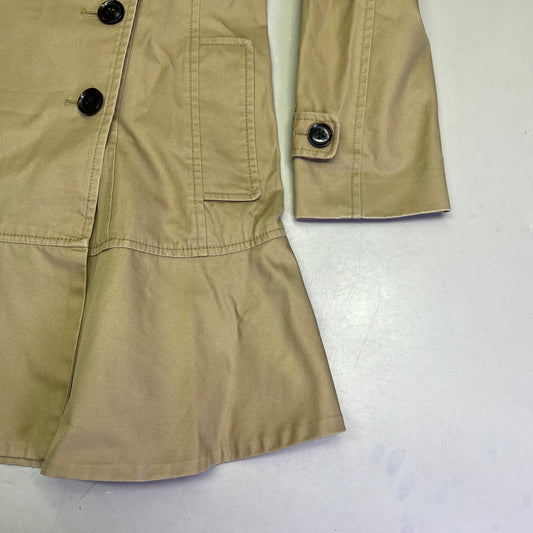 BANANA REPUBLIC Flared Trench Coat 100% Cotton Shell Women's Sz XS Coconut Husk