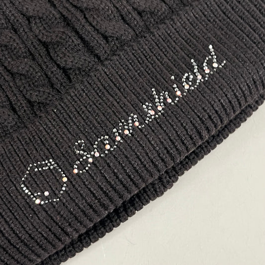 SAMSHIELD Mira Crystal Equestrian Beanie Hat Women's Sz One Size Fits All Black