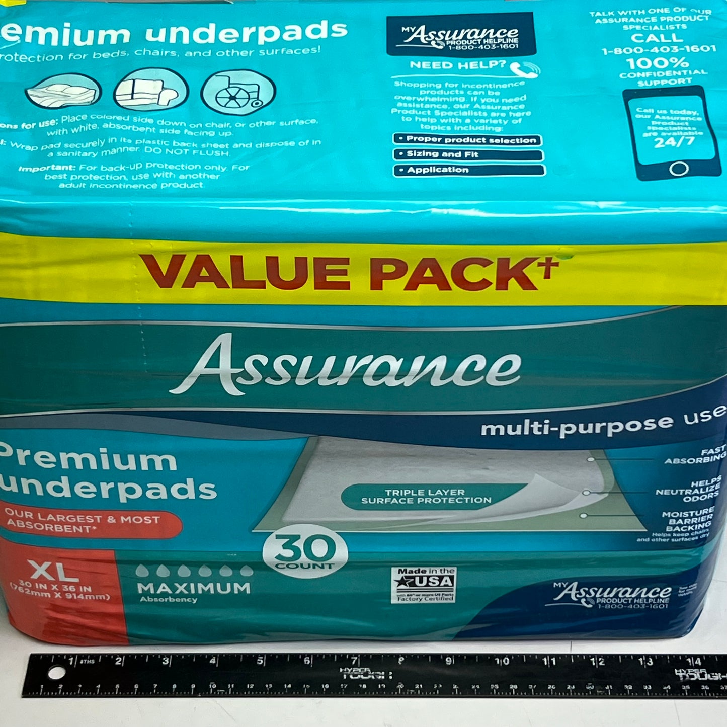 ASSURANCE (30 PACK) Premium Underpads Maximum Absorbency XL White 617779