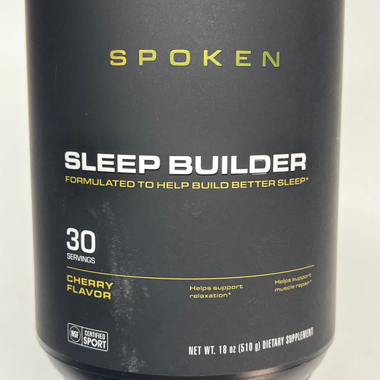 SPOKEN Sleep Builder Calming Supplement Cherry Flavor 30 Servings 18oz BB 02/27