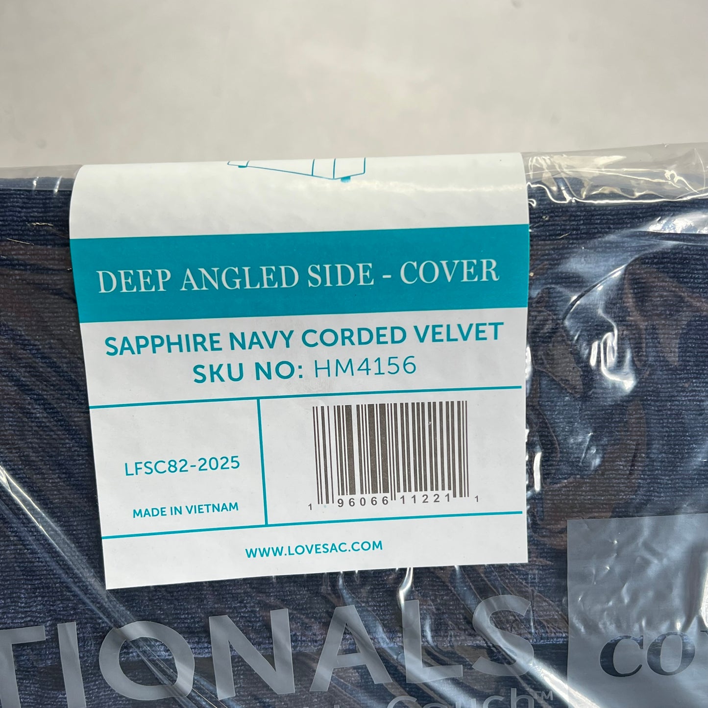 LOVE SAC Deep Angled Side Cover Corded Velvet 29" W X 28.5"T X 6"D Sapphire Navy