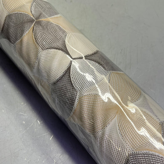 PVC Faux Crochet Floral Pattern Tablecloth 54"x60' Brown/Tan/White