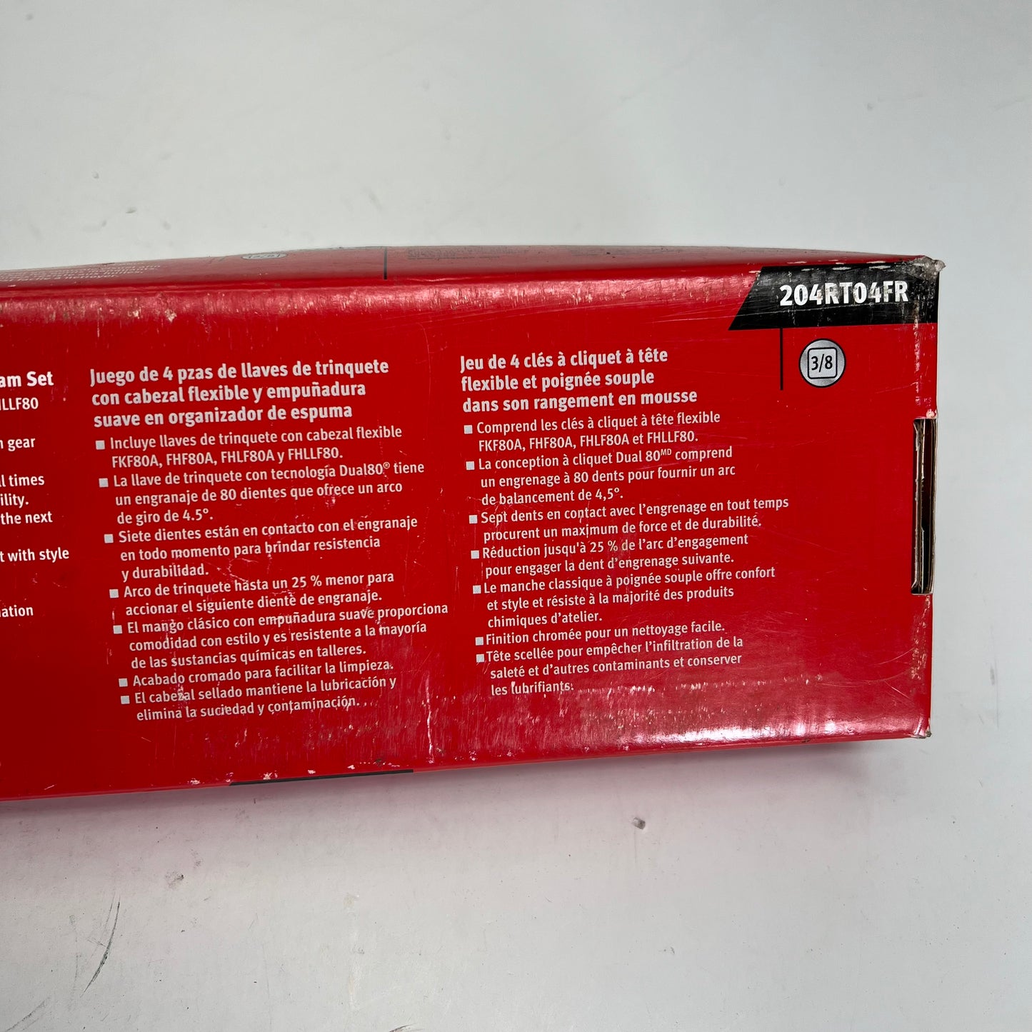 SNAP ON Soft Grip Flex Head Ratchet Set 4 Pc - 3/8" Drive 204RT04FR (As-Is)