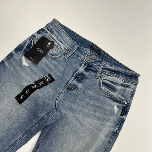 SILVER JEANS CO Boyfriend Mid Rise Distressed Jeans Women's Sz 30/29 Light Wash
