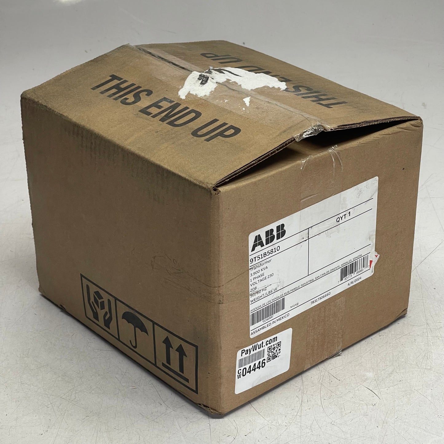 ABB Type QB Autotransformer, Single Phase, Low Voltage, Dry Type 3.9 kVA, 50 Hz 9T51B5810