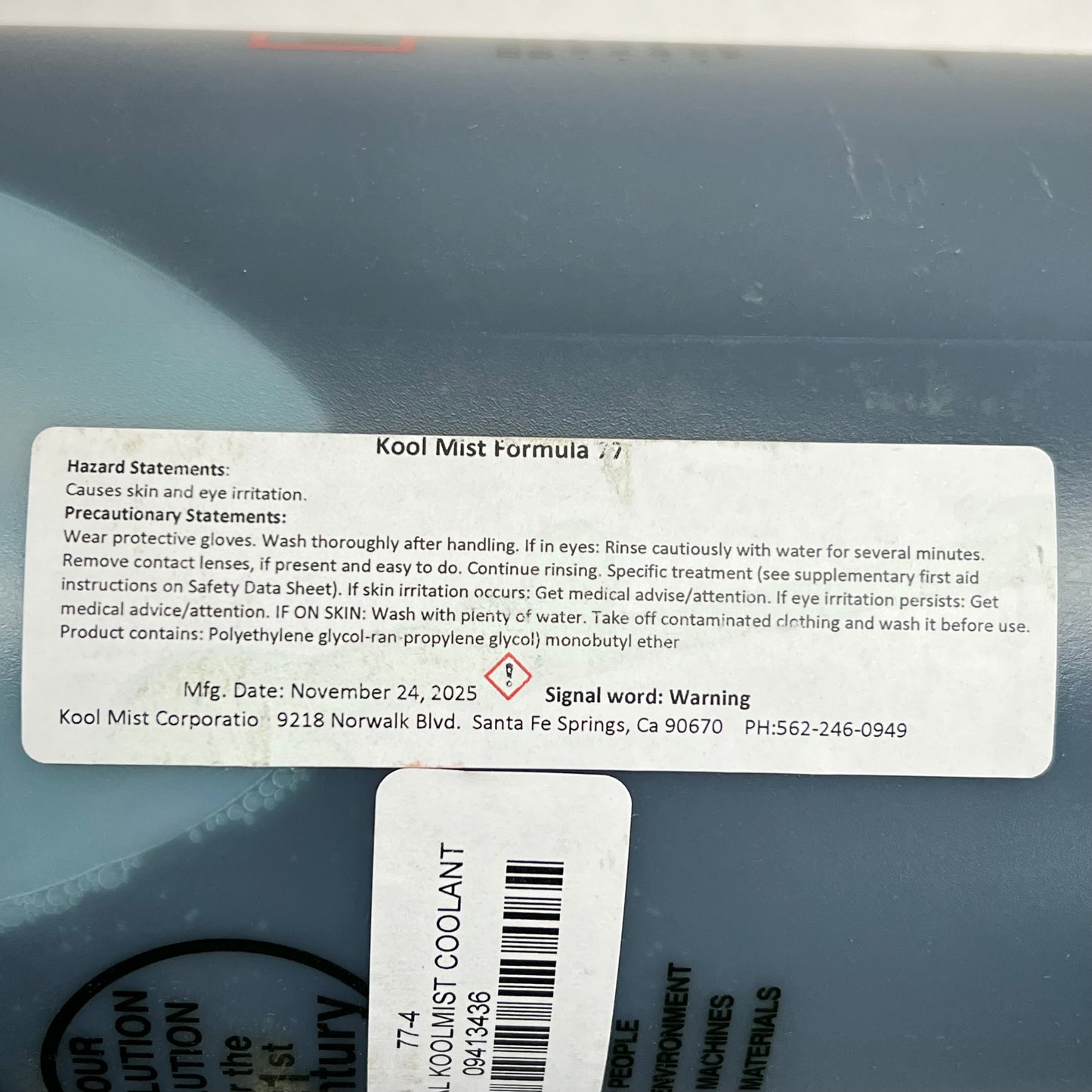 KOOL MIST Formula #77 Concentrated Coolant Cutting Fluid 1 Gal Jug Blue 77-4