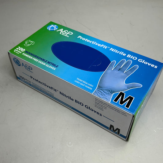 ASP GLOBAL (2 Pack, 200 Each) Protective Fit Nitrile Bio Powder Free Gloves Medium Blue