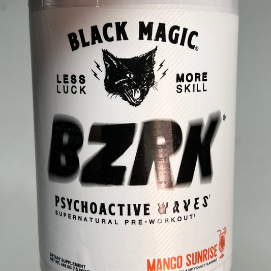 BLACK MAGIC BZRK Psychoactive Waves Preworkout Mango Sunrise Flavor 25 Servings