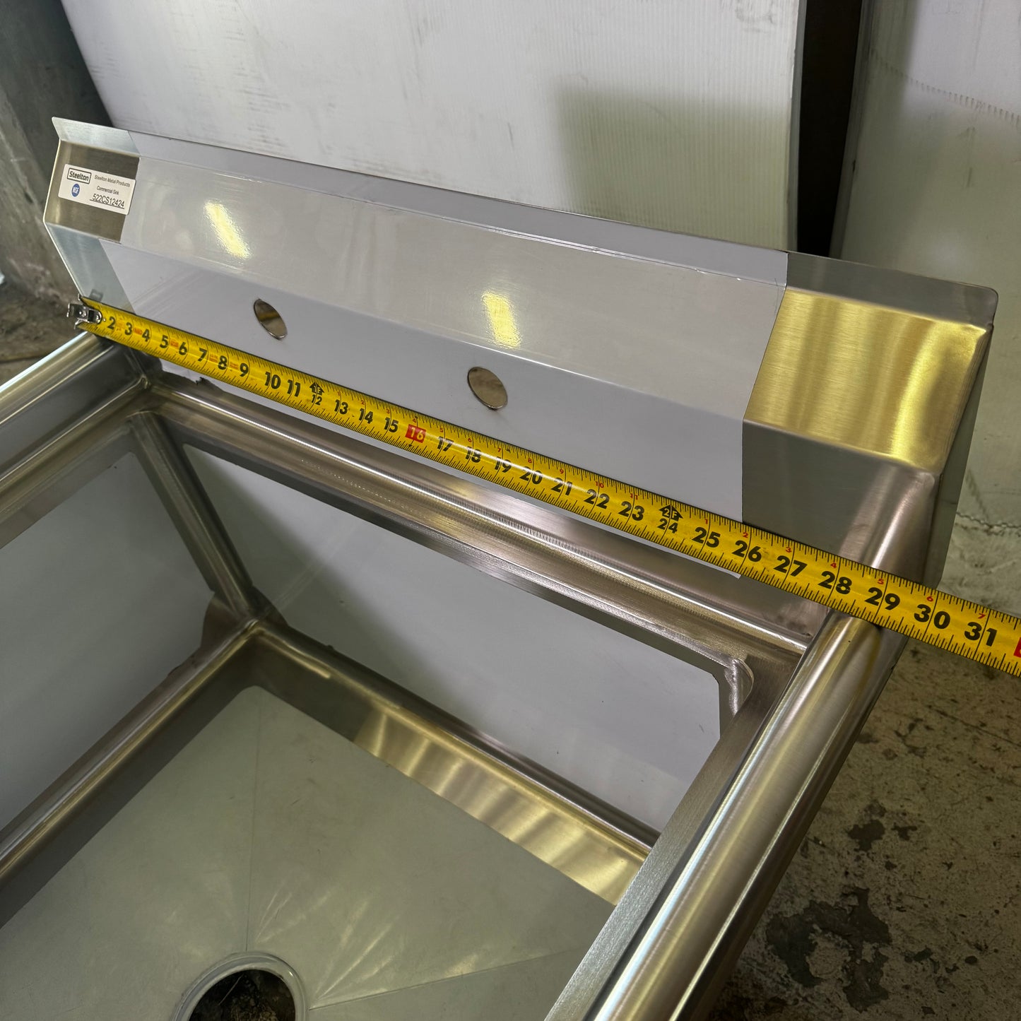 STEELTON Stainless Steel Sink 29"W x 30"L x 23"H Silver 522CS12424