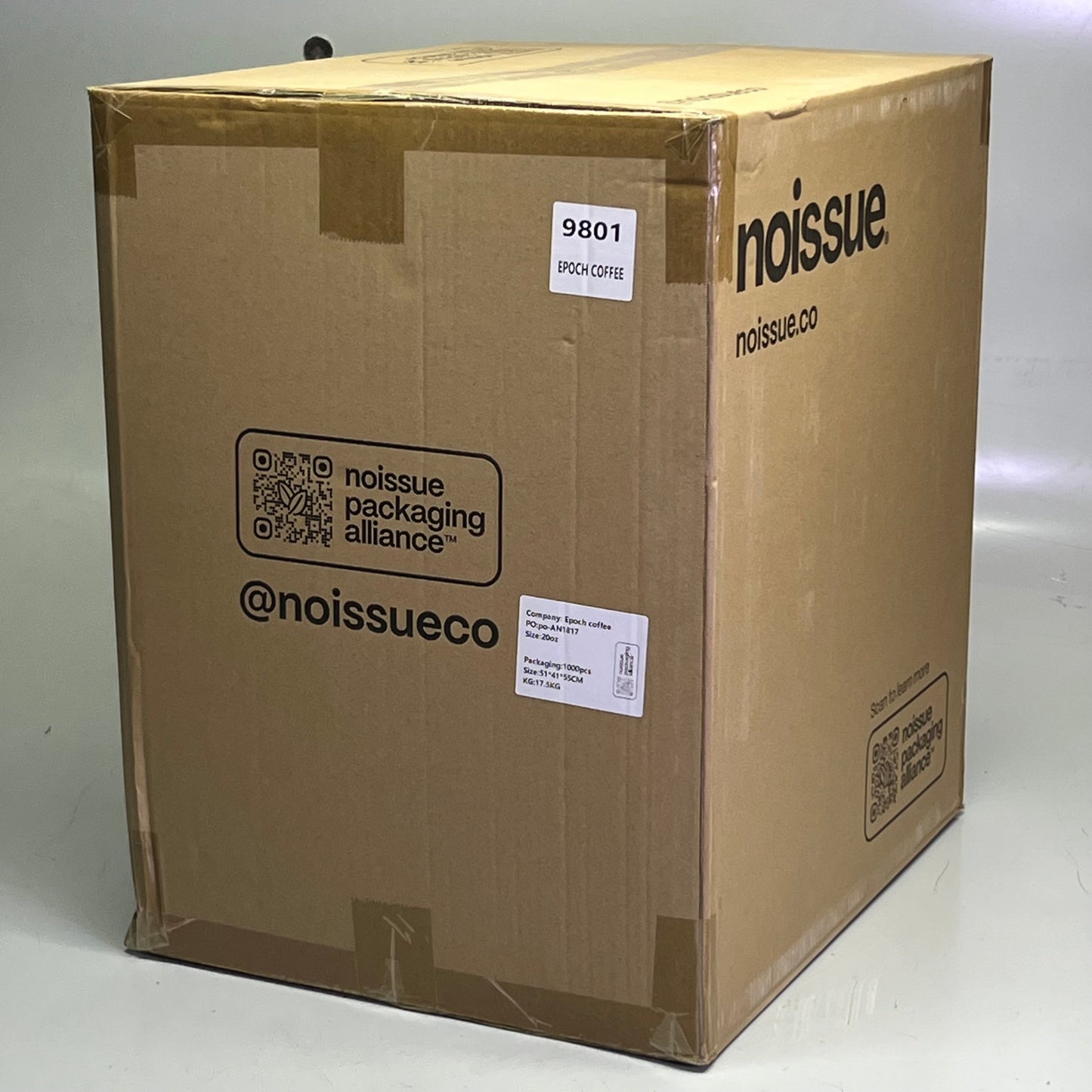 ZA@ EPOCH COFFEE (1000 Cups) Plastic Cups 20 oz Clear PO-AN1817 B