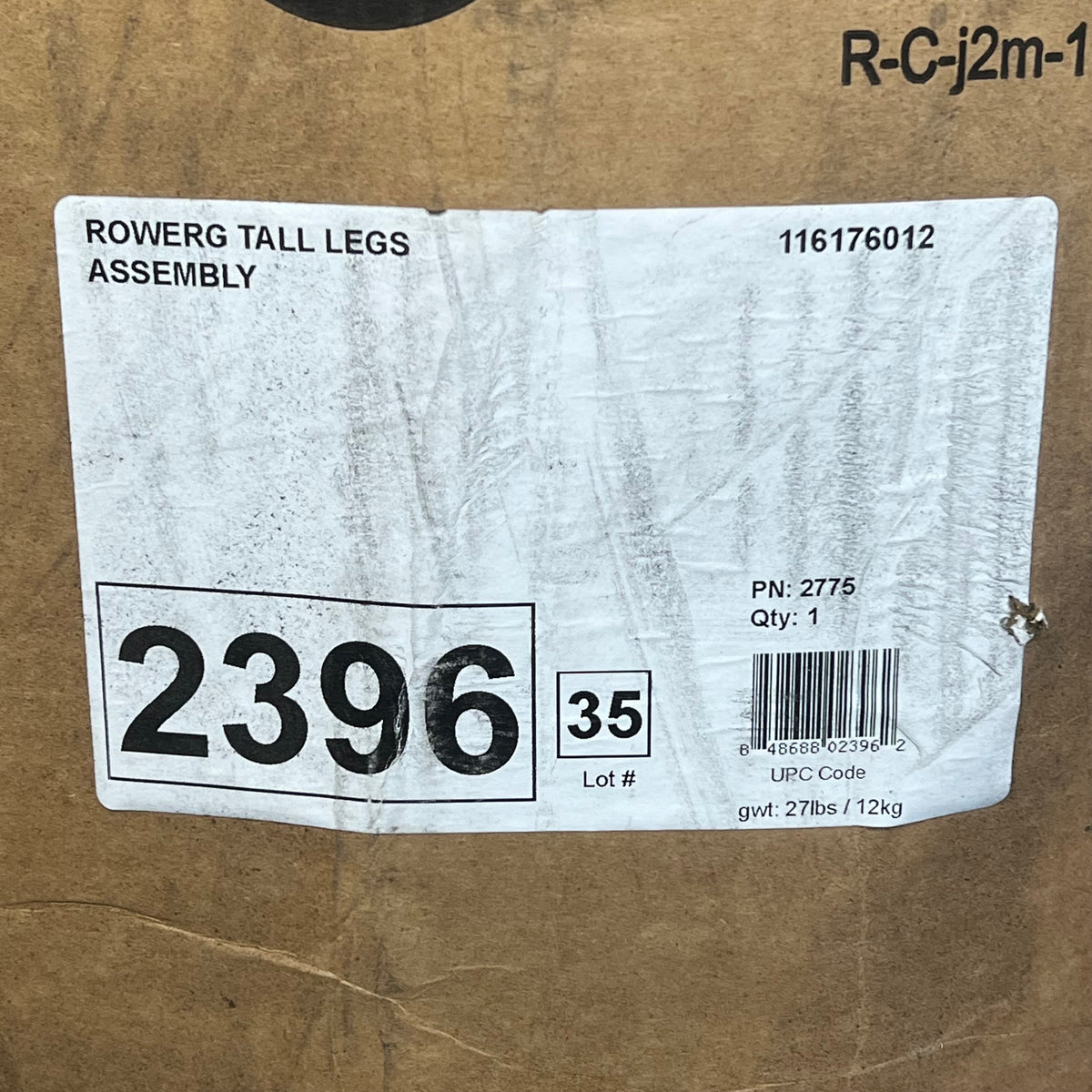 CONCEPT 2 Tall Legs Retrofit Kit Front & Rear for Rowerg Machine Black 2396