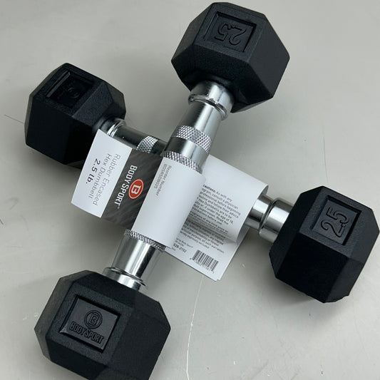 ZA@ BODY SPORT (2 Pack) Rubber Encased Hex Dumbells 2.5lbs Black BDSRSDB025