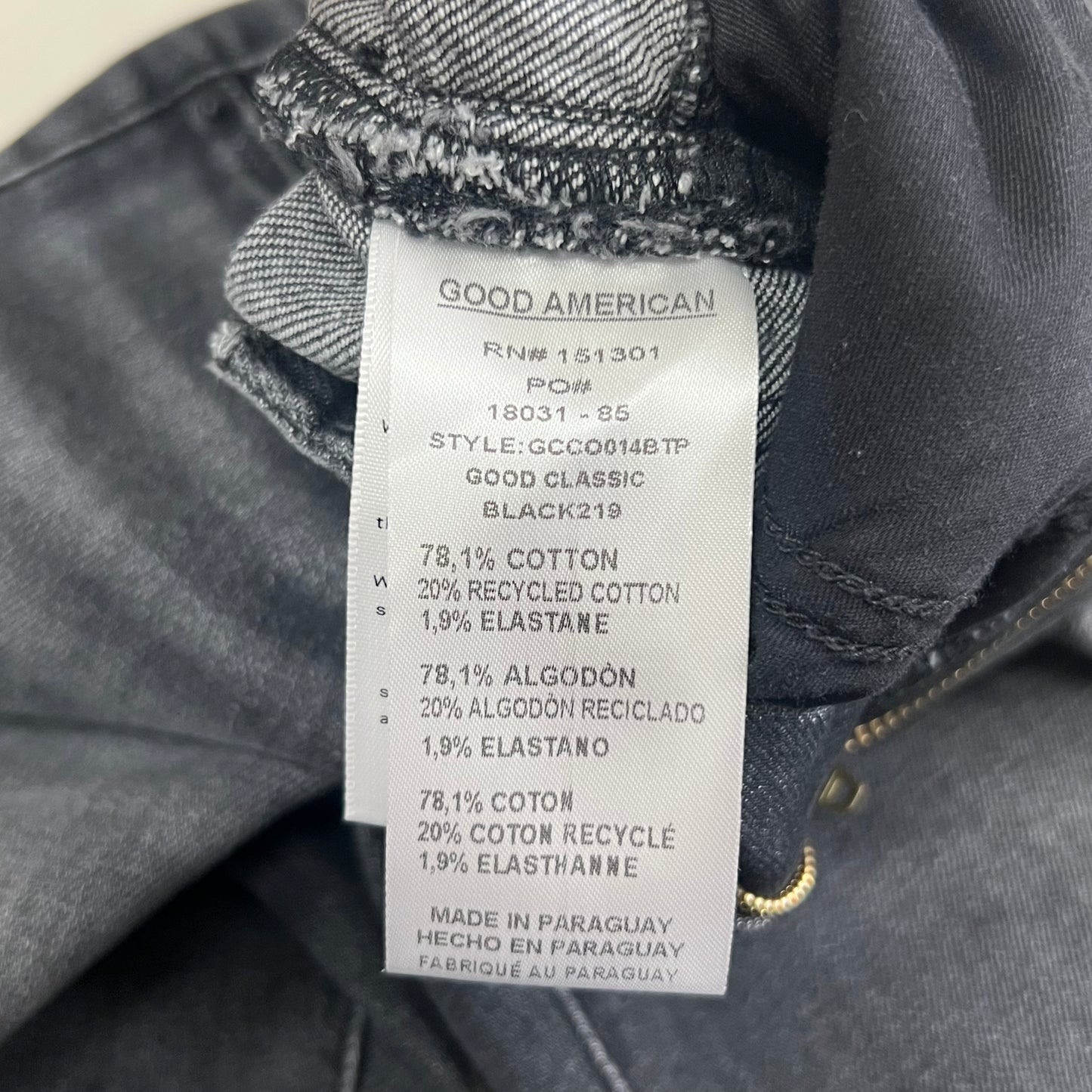 GOOD AMERICAN Good Classic High Rise Jeans Women's Sz 0 Black219 GCCO014BTP