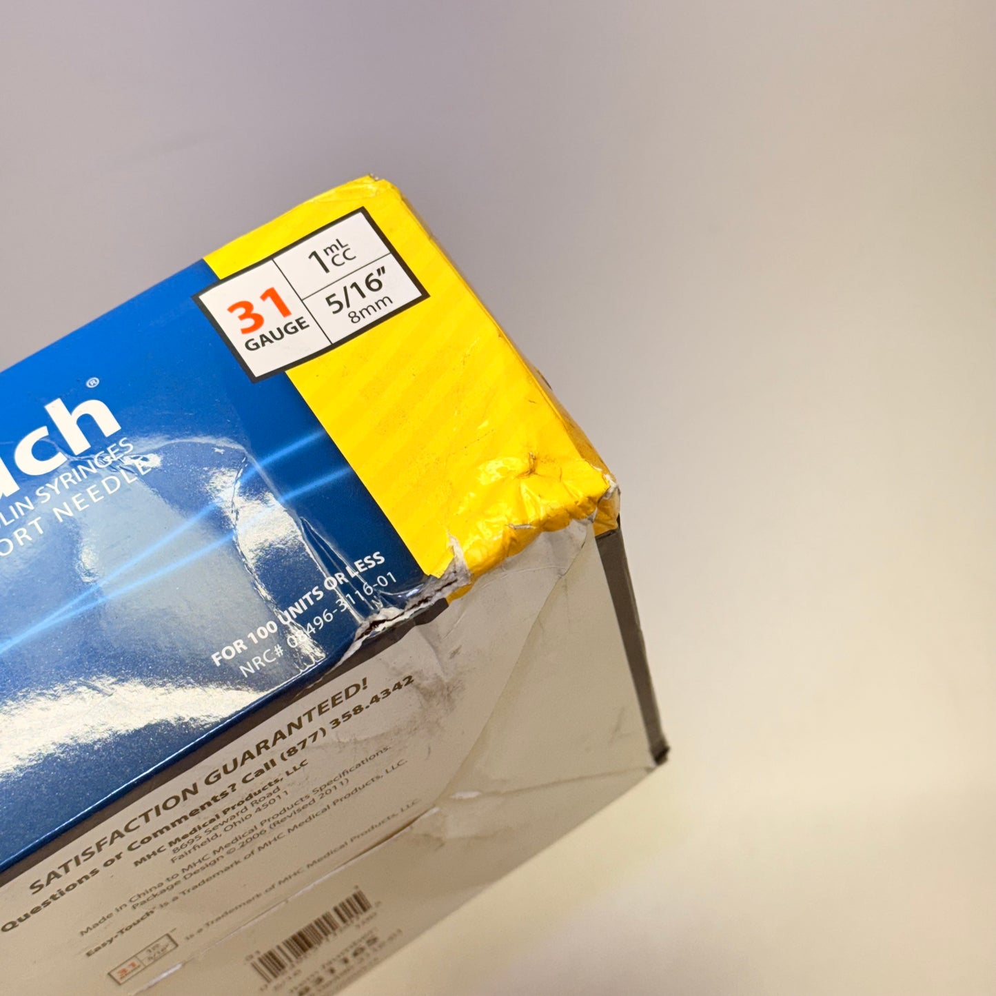 EASY TOUCH (100 PACK) U-100 Insulin Syringes 31 Gauge 1ml CC 5/16" 831165 (New Other)