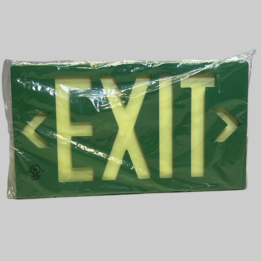 ZA@ GLO BRITE Green Exit Sign Sz 15"L x 8.5"H, 325934 B