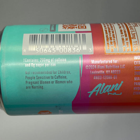 ZA@ ALANI (24 PACK) Sugar Free Orange Kiss Energy Drink 200mg Caffeine 12 fl oz BB 11/26 G