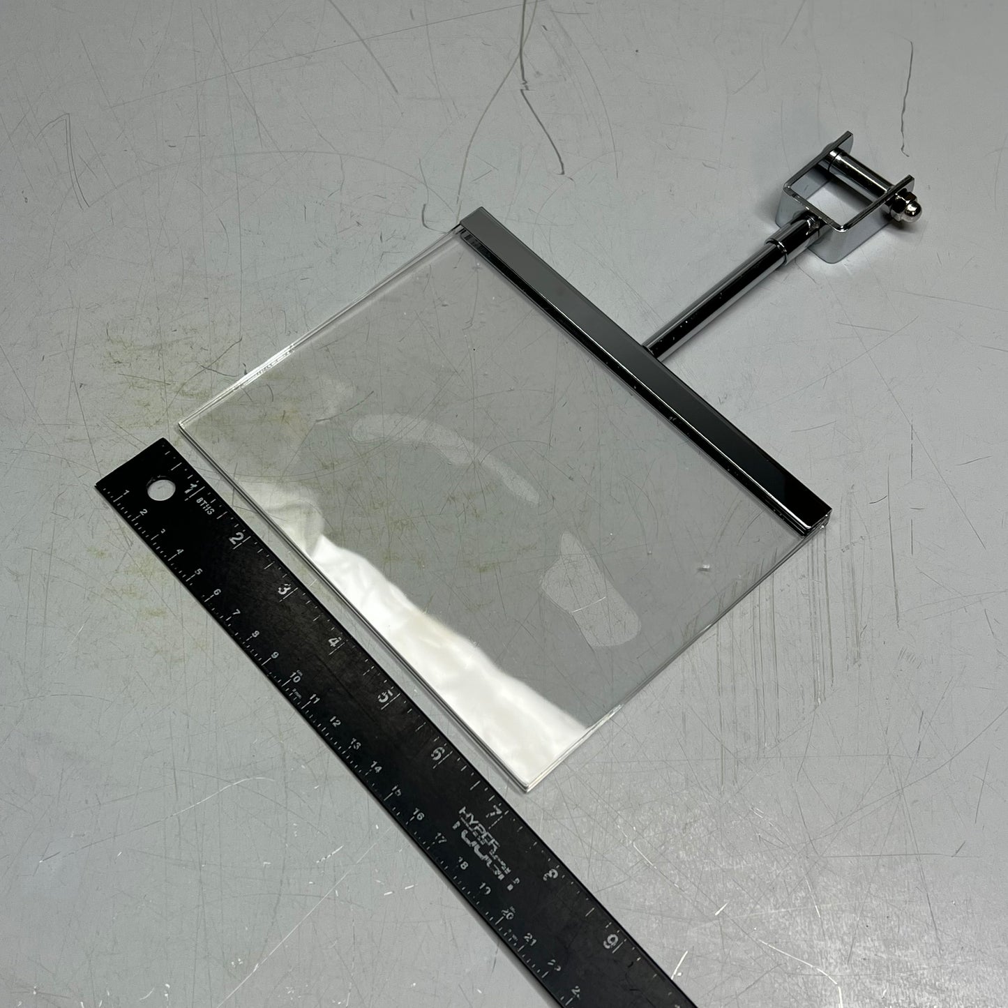 (10 PACK) Acrylic Merchandise Sign Holder W/ Rack Clamp 7" x 5.5" Chrome/Clear