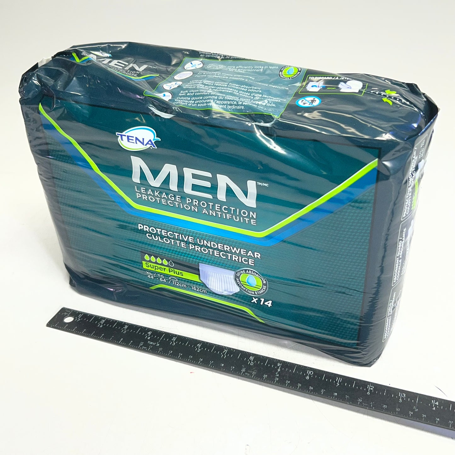 TENA (14 PACK) Men Super Plus Underwear, Heavy Absorbency Sz XL White 35108-06