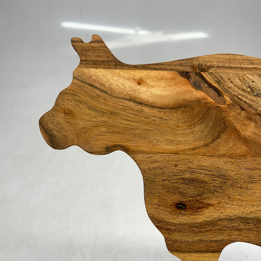 CREATIVE CO OP Acacia Wood Cow Shaped Cheese/cutting Board Natural DG0078