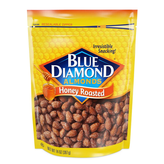 ZA@ BLUE DIAMOND Honey Roasted Almonds Sweet Snack Nuts 14 oz Resealable BB 10/25 H