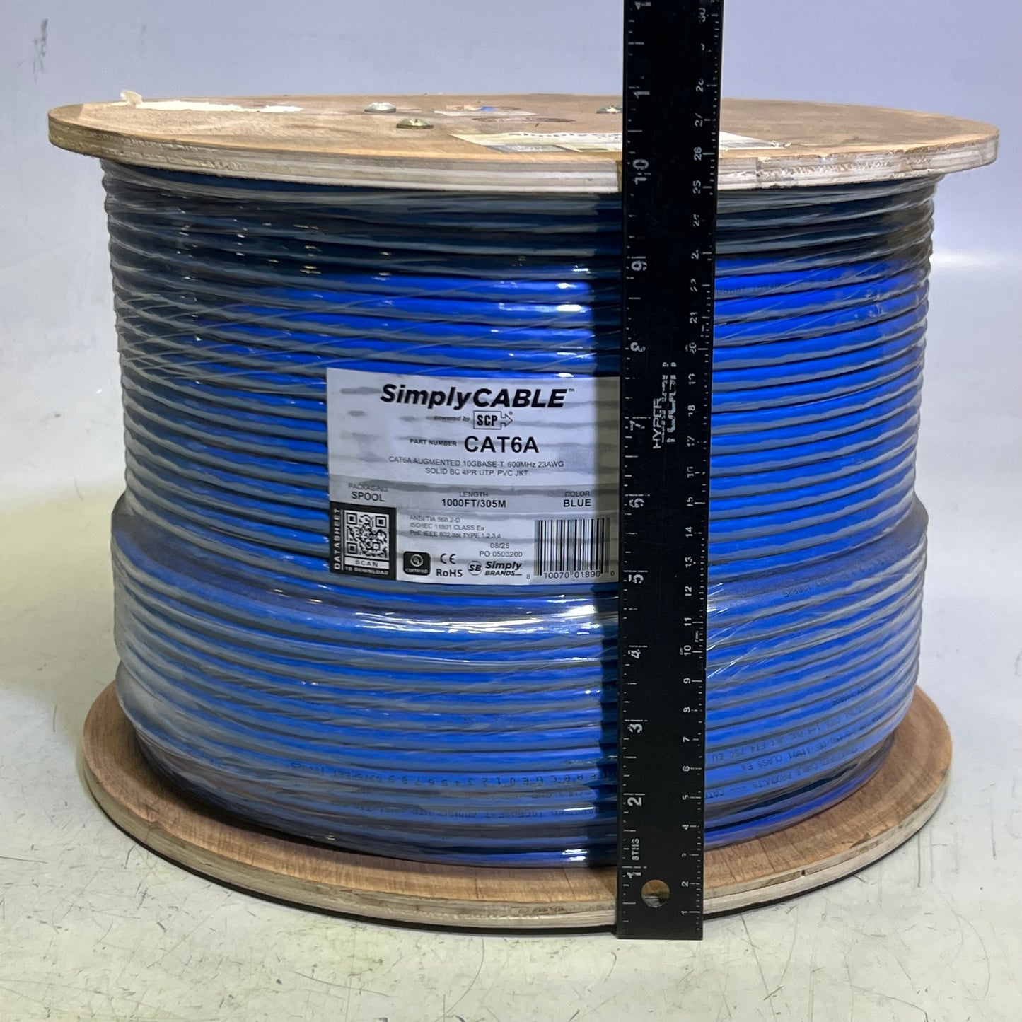 SIMPLY CABLE 1000 ft. Ethernet Cable, Blue CAT6A