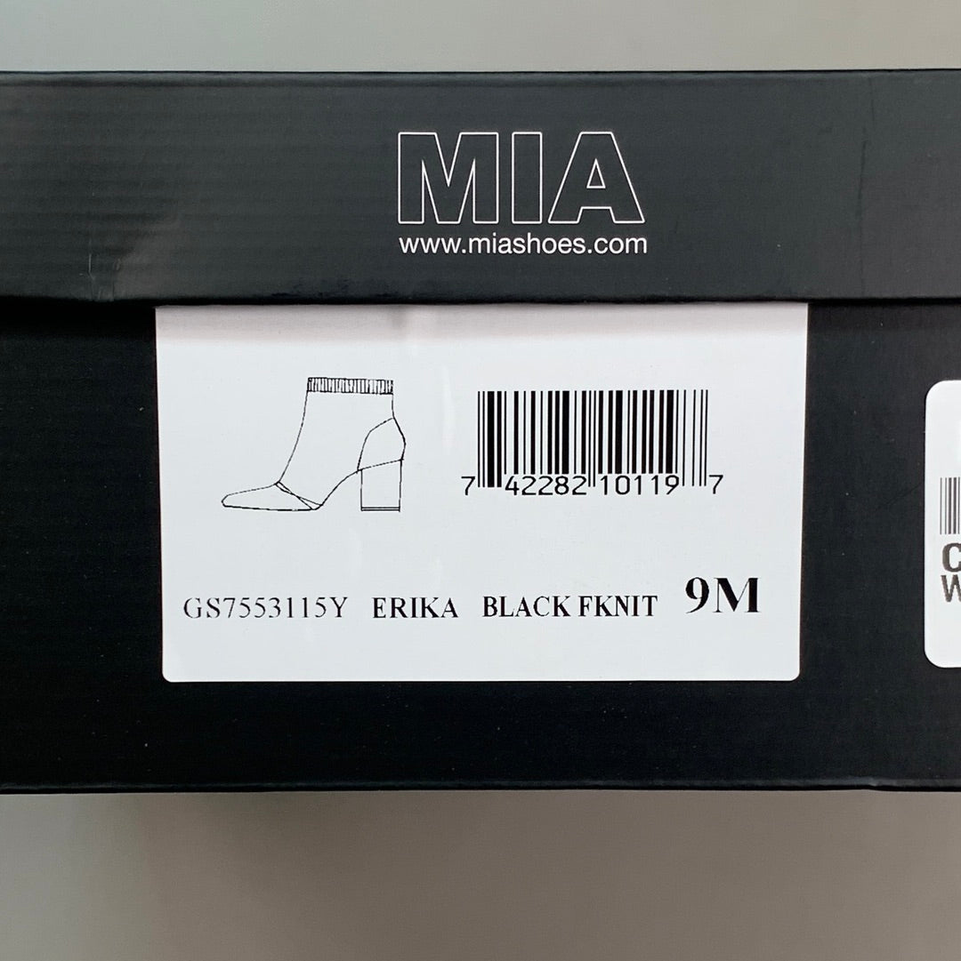 MIA Erika Fly Knit Booties Dress Boots Black 2” Heel Sz 9 GS7553115Y (New)