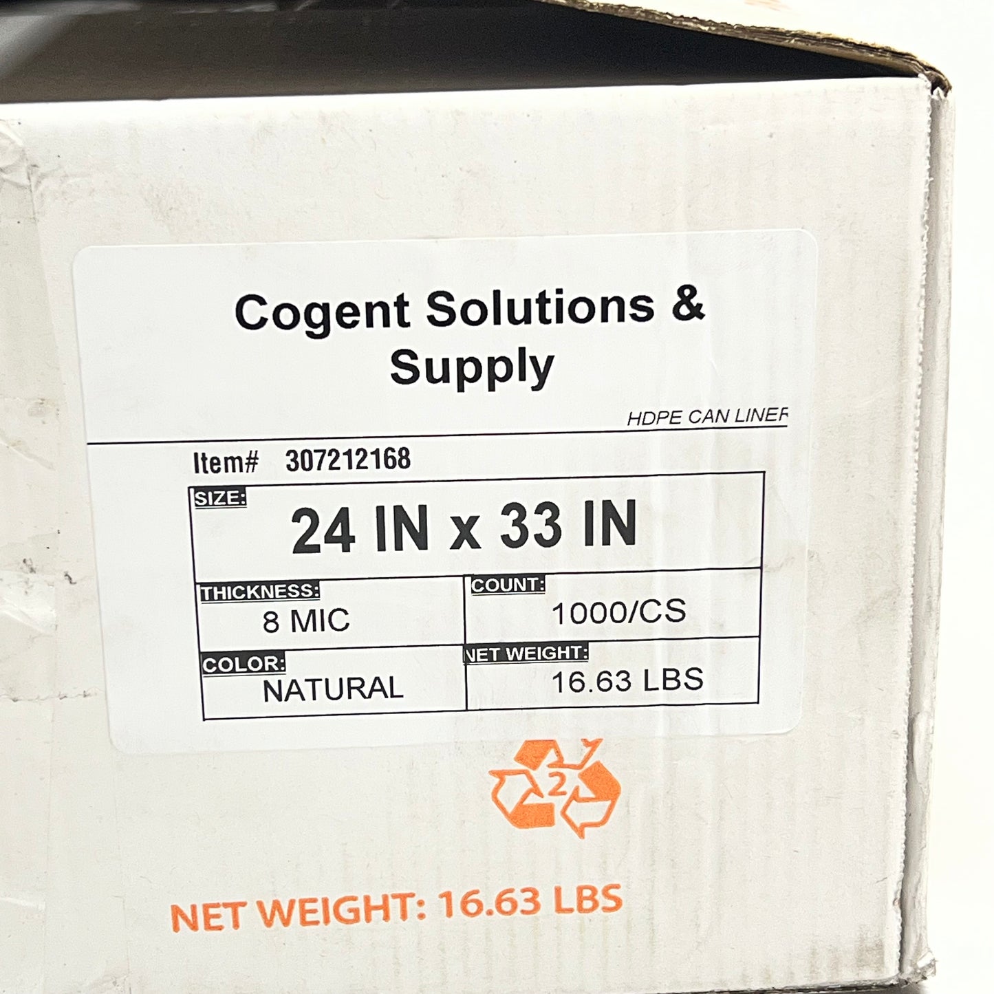 COGENT SOLUTIONS & SUPPLY (1000 PACK) Gallon Trash Bags 24"x33" Natural 814903.