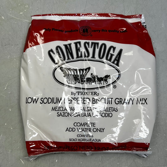 ZA@ CONESTOGA (12 PACK) Low Sodium Peppered Biscuit Gravy Mix 12 oz. 99484 F