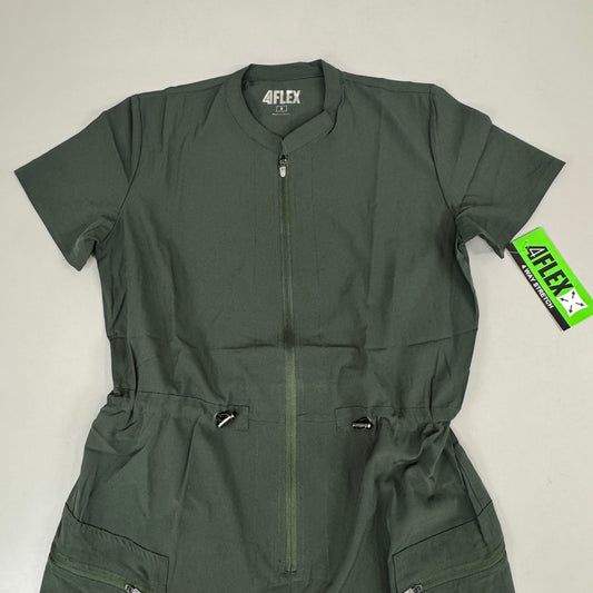 GREEN TOWN 4 Flex Scrubs Jumpsuit Cinch In Waist Women's Sz S Olive GFX-023AST