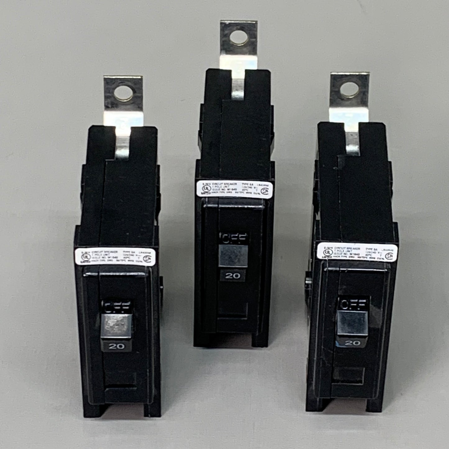 EATON (3 PACK!) BAB Miniature Circuit Breaker 20 3" x 3" Black 150306 AS-IS